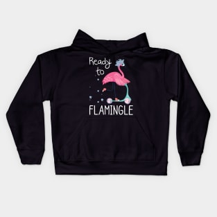 Funny Flamingo Ready To Flamingle Kids Hoodie